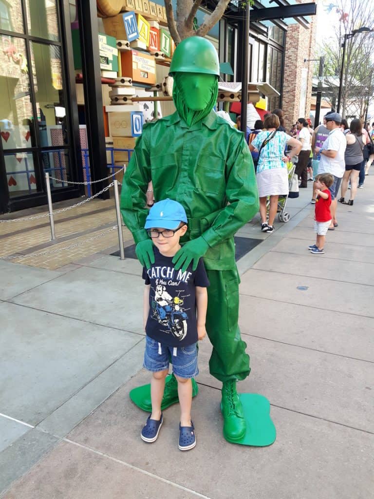 6 year old boy with a toy soldier at Disney Parks Orlando