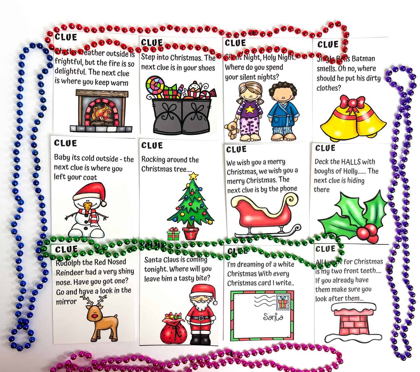 CHRISTMAS TREASURE HUNT PRINTABLE CLUES