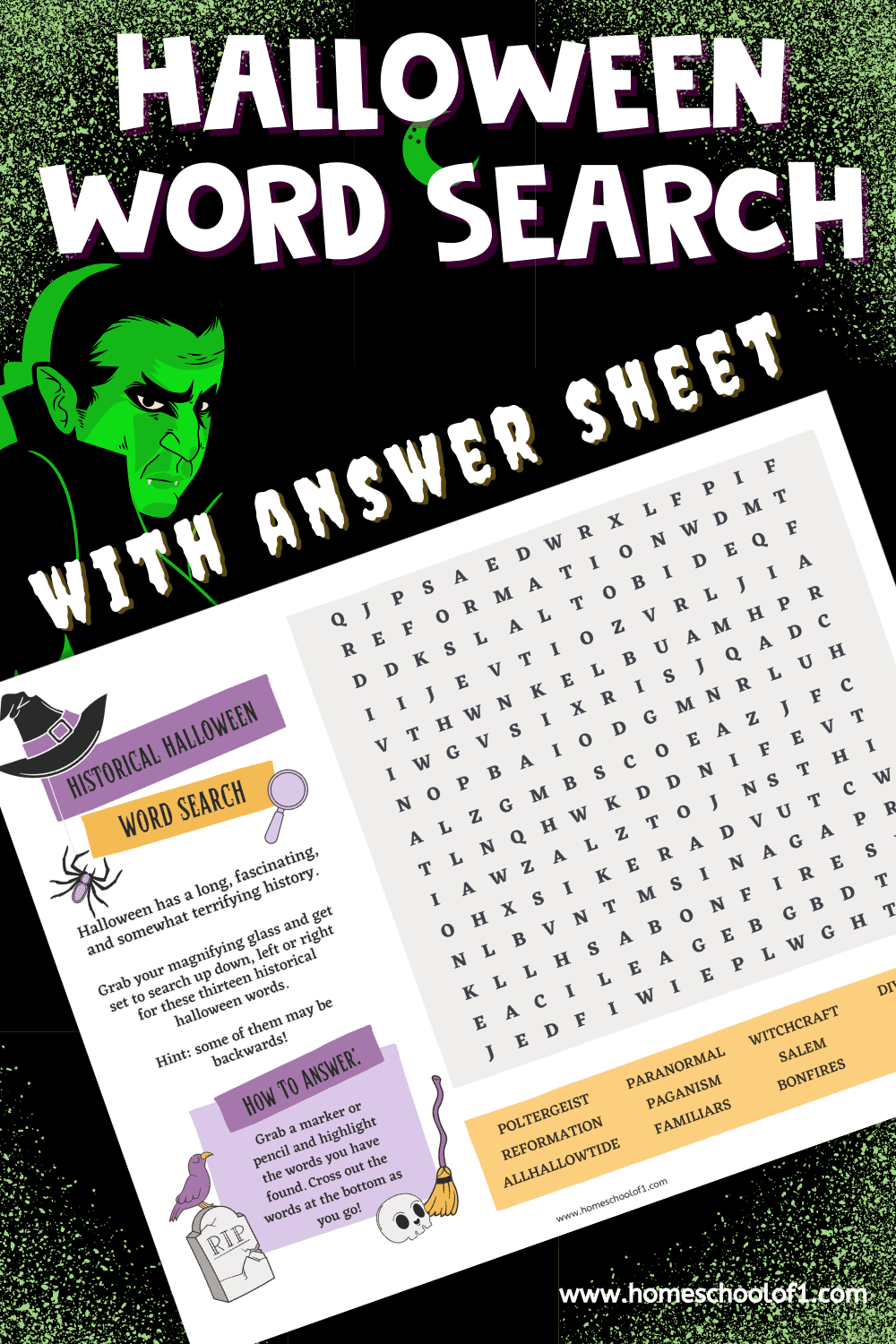 Free Halloween word search printable