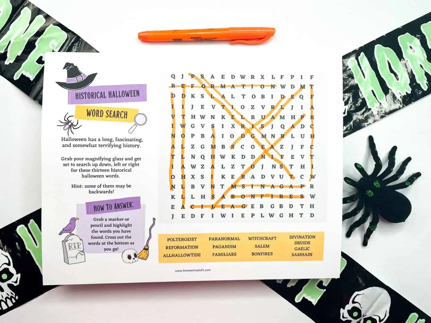 halloween word search printable