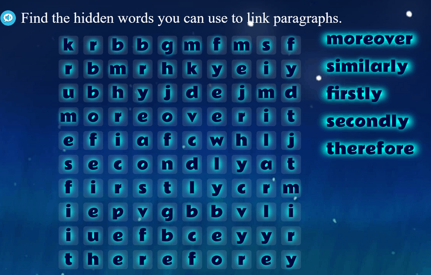 Find the hidden words you can use to link paragraphs