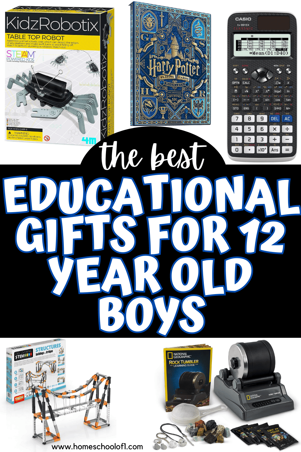 A showcase of the best educational toys for 12-year-old boys, featuring STEAM kits, construction sets, and learning games designed to combine fun with educational value.