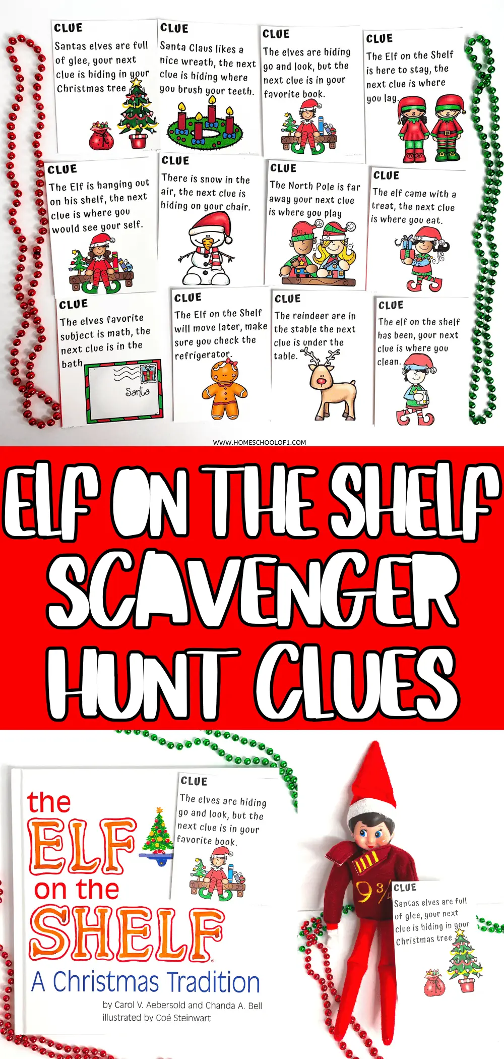 ELF ON THE SHELF SCAVENGER HUNT CLUES