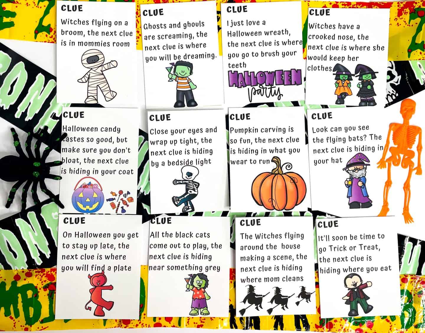 HALLOWEEN PRINTABLE TREASURE HUNT CLUES