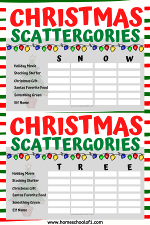 Christmas Scattergories 6 Free Printable Games for Festive Fun