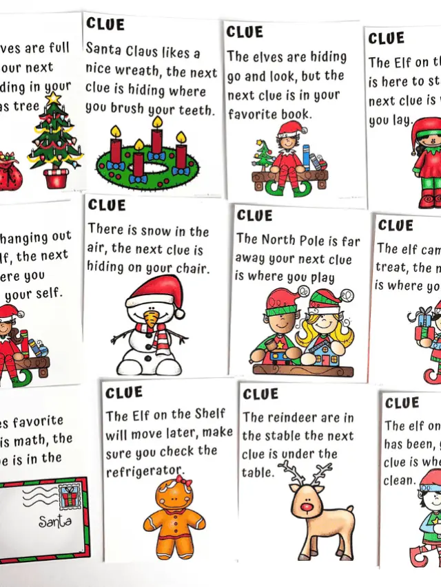 ELF ON THE SHELF SCAVENGER HUNT CLUES