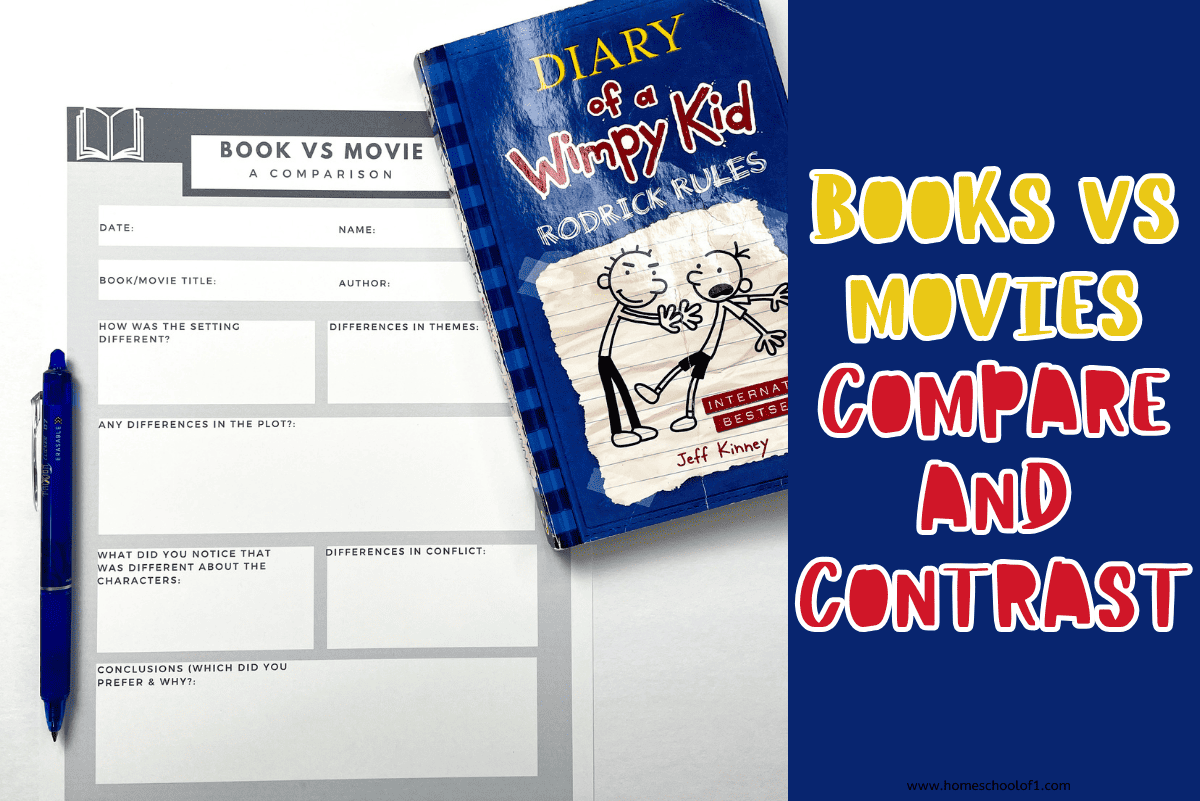 Compare and Contrast Movie and Book Template (free printable)