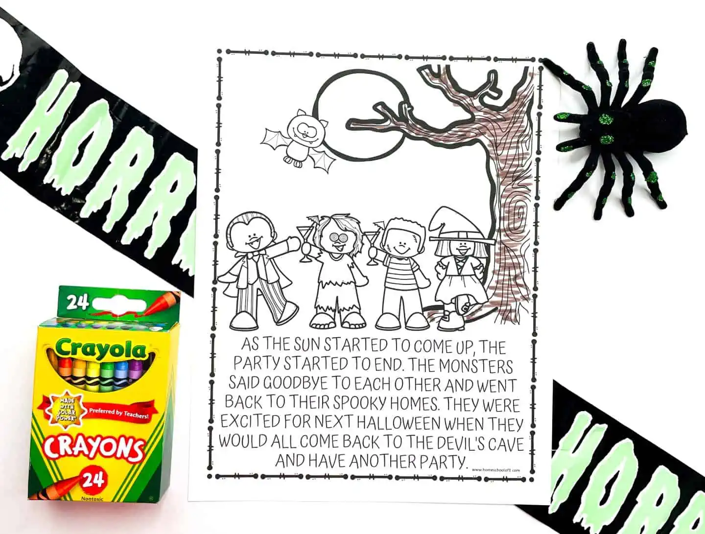 halloween reading corner coloring pages