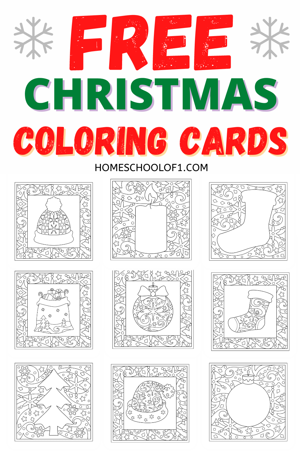 11 Free Printable Christmas Cards to Color For Kids & Adults