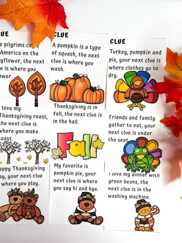 thanksgiving scavenger hunt printable clues