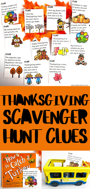 Thanksgiving Scavenger Hunt Printable with Fun Clues