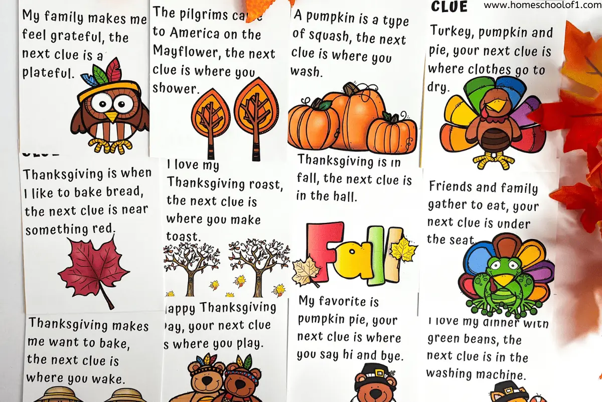 thanksgiving treasure hunt printable clues