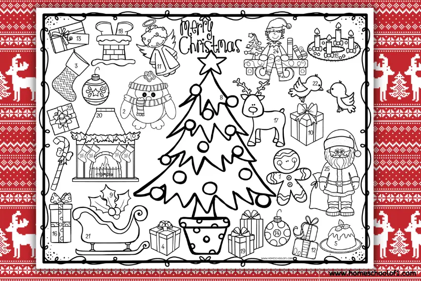 free advent calendar to color