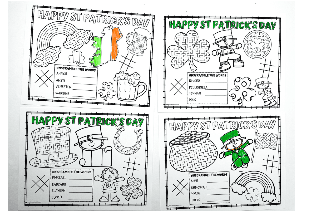 Free Printable St Patrick's Day Placemats for Kids