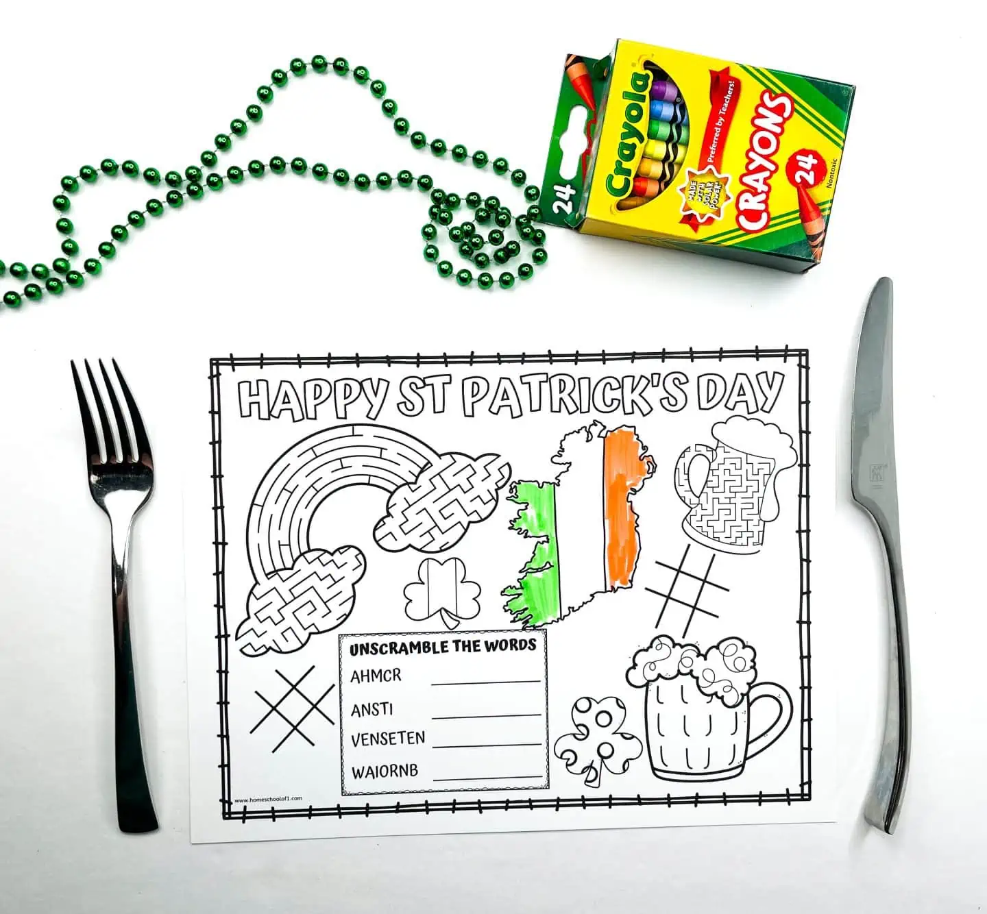 st patricks day printable placemats