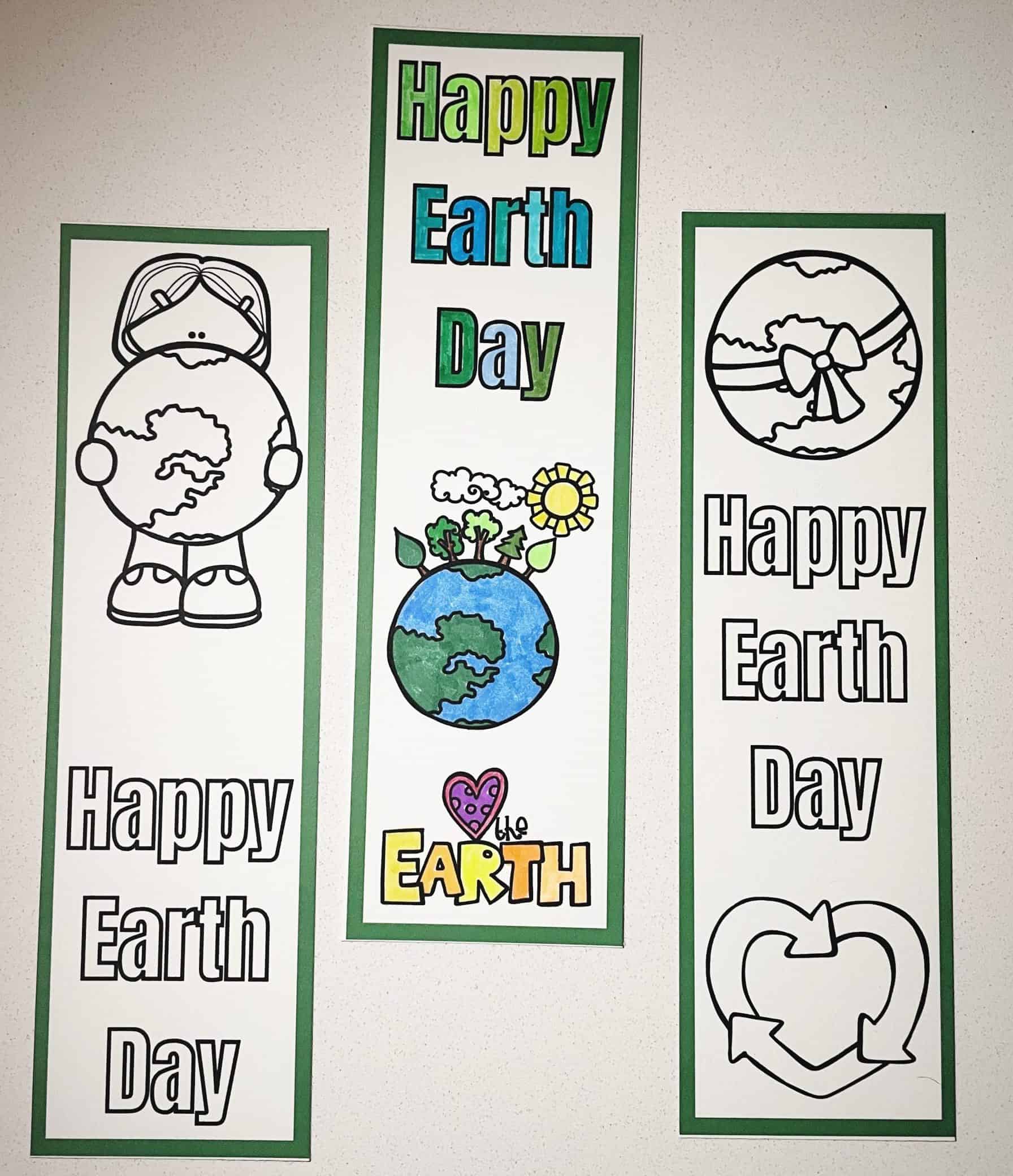 Free Earth Day Bookmarks Printable to Color