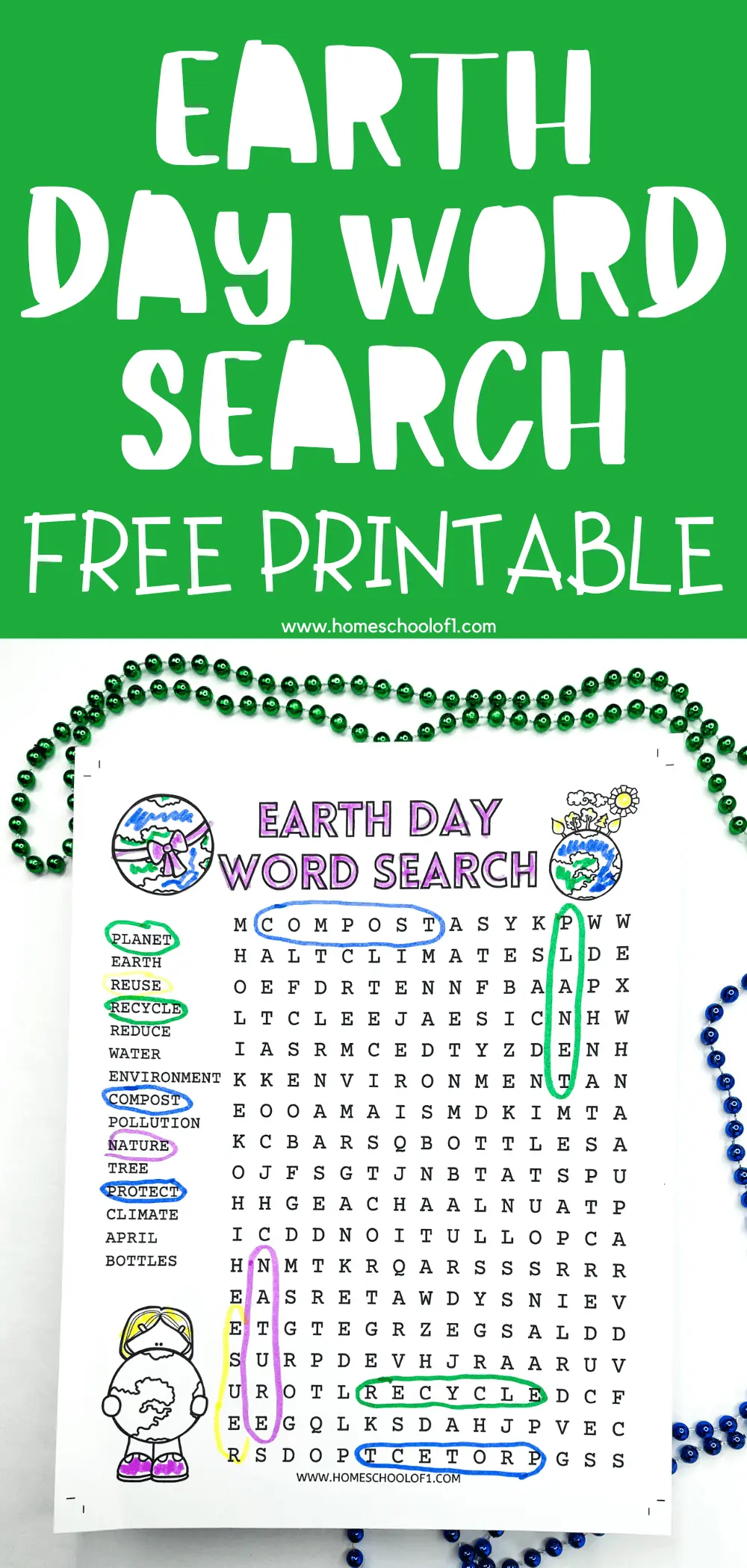 earth day word search free printable