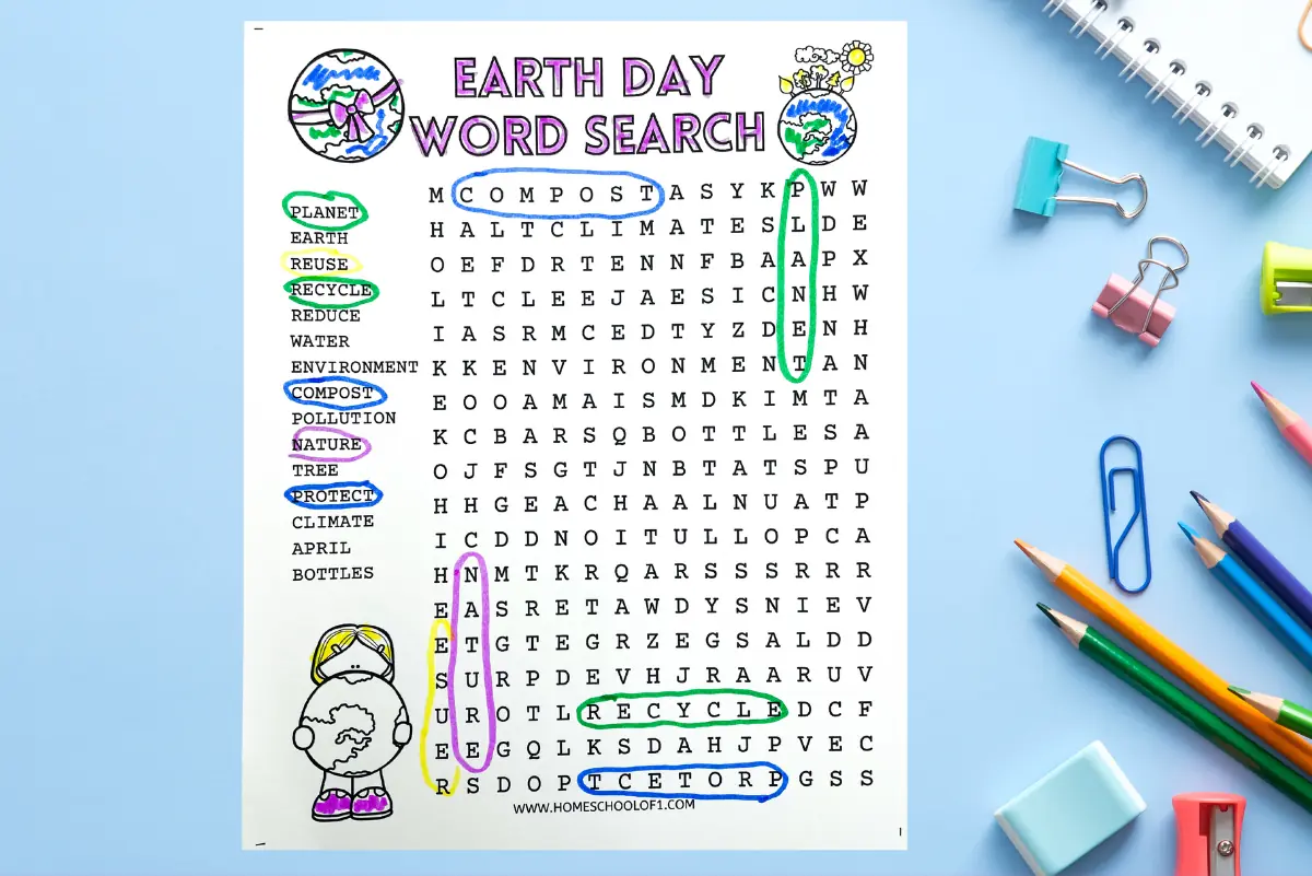 earth day word search printable