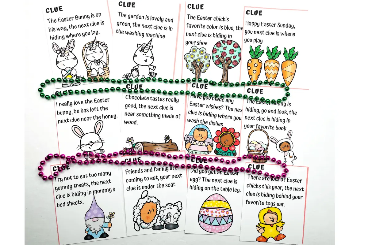 free printable easter scavenger hunt clues