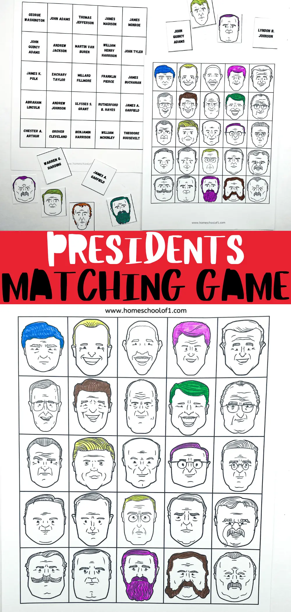 presidents matching game printable