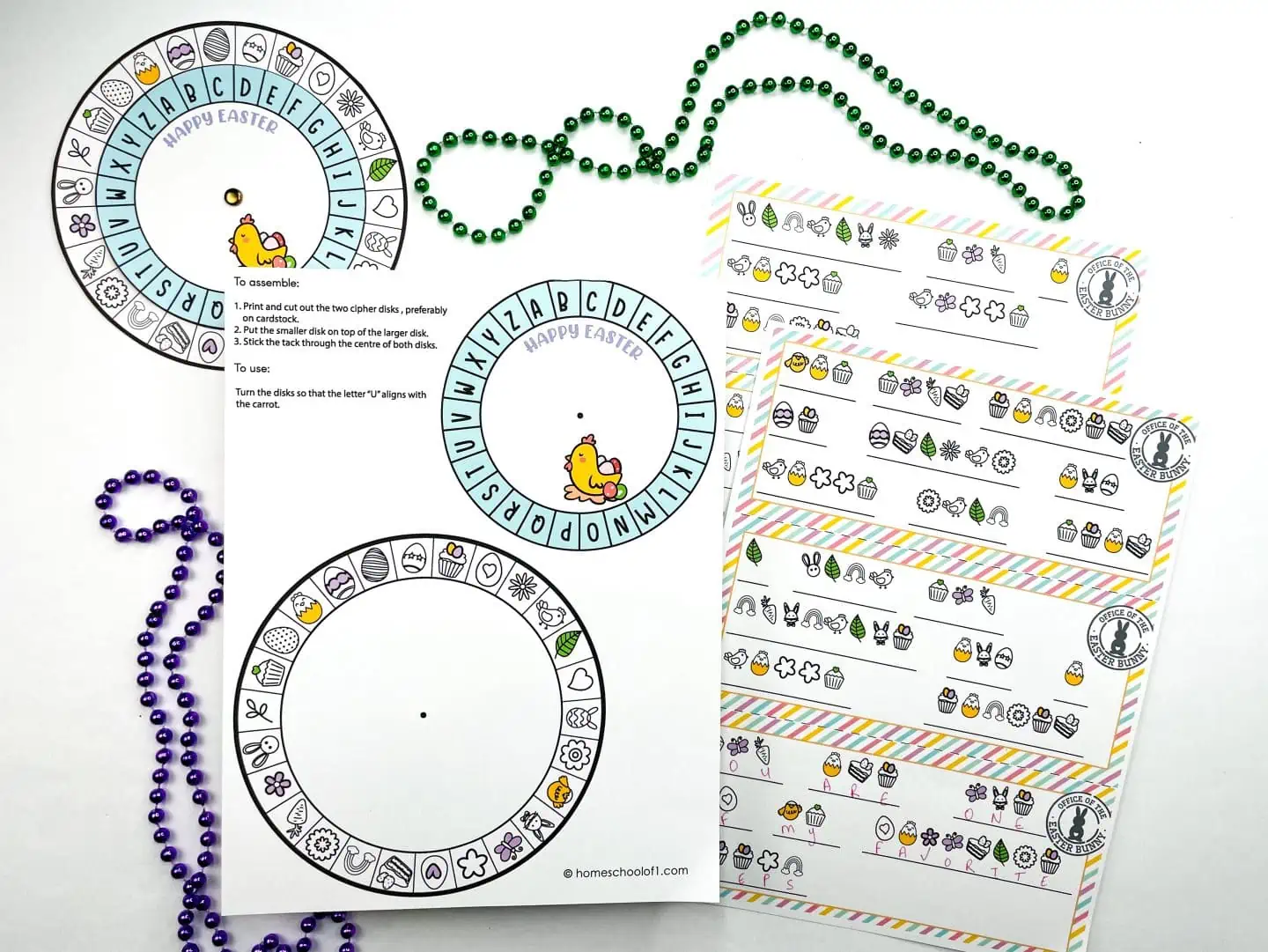 Easter cipher wheel decoder printable