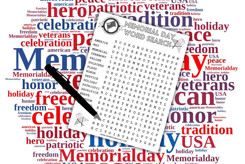 Memorial Day word search