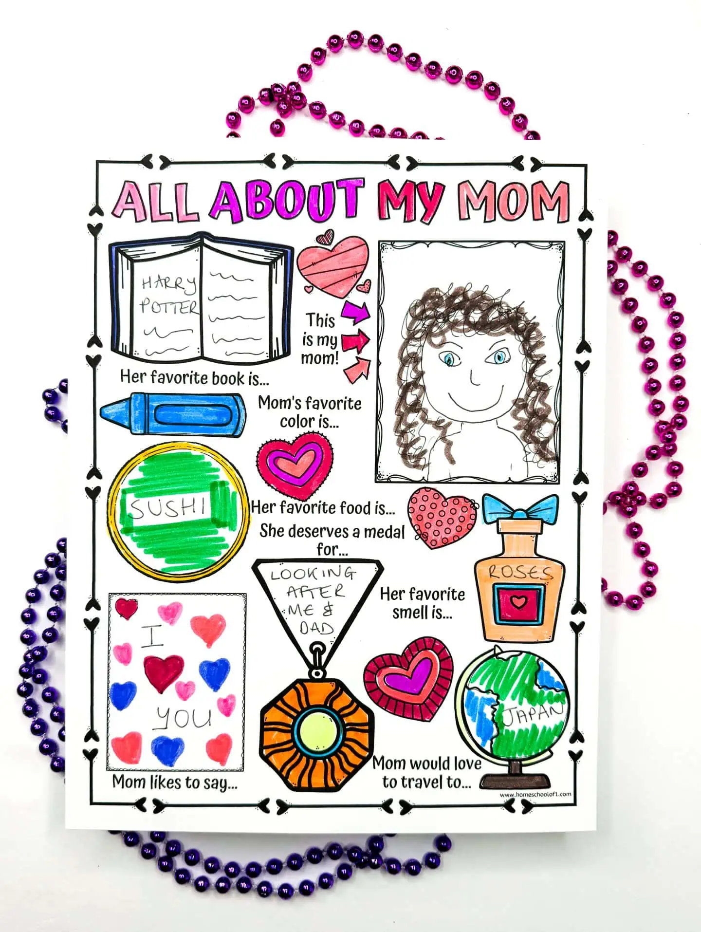 all about my mom free printable