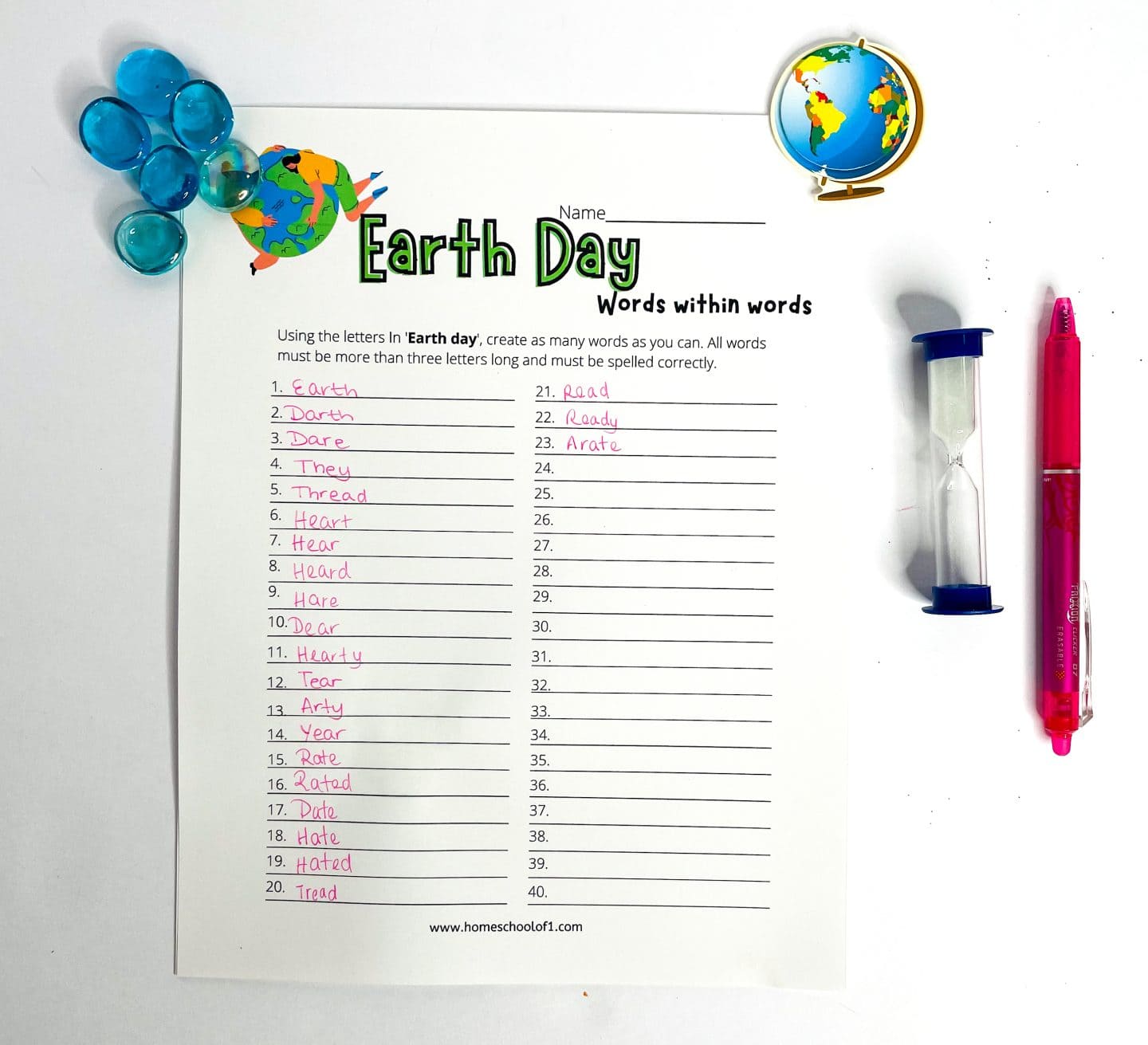 earth day words within words