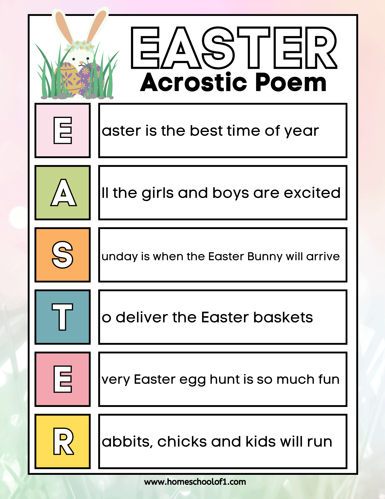 Easter Acrostic Poem Templates (8 Free Printables)