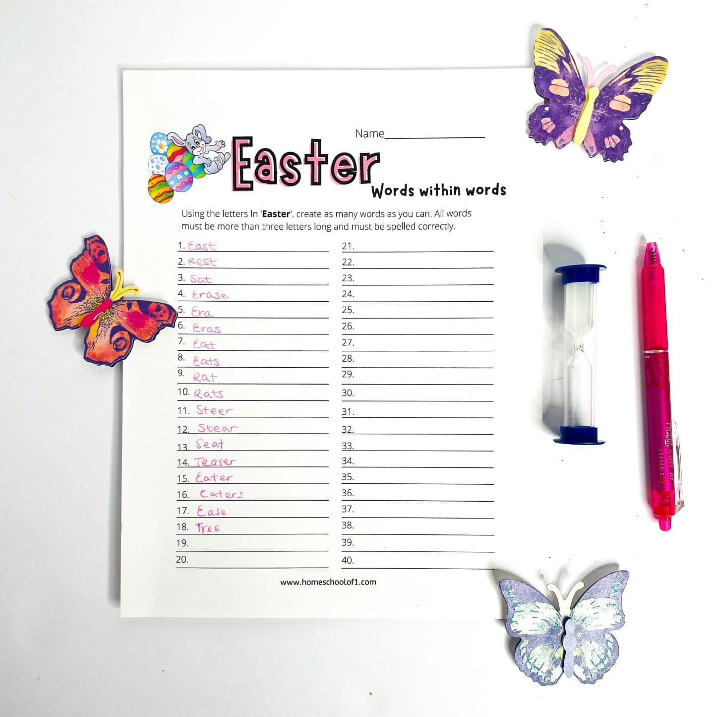 easter words within words