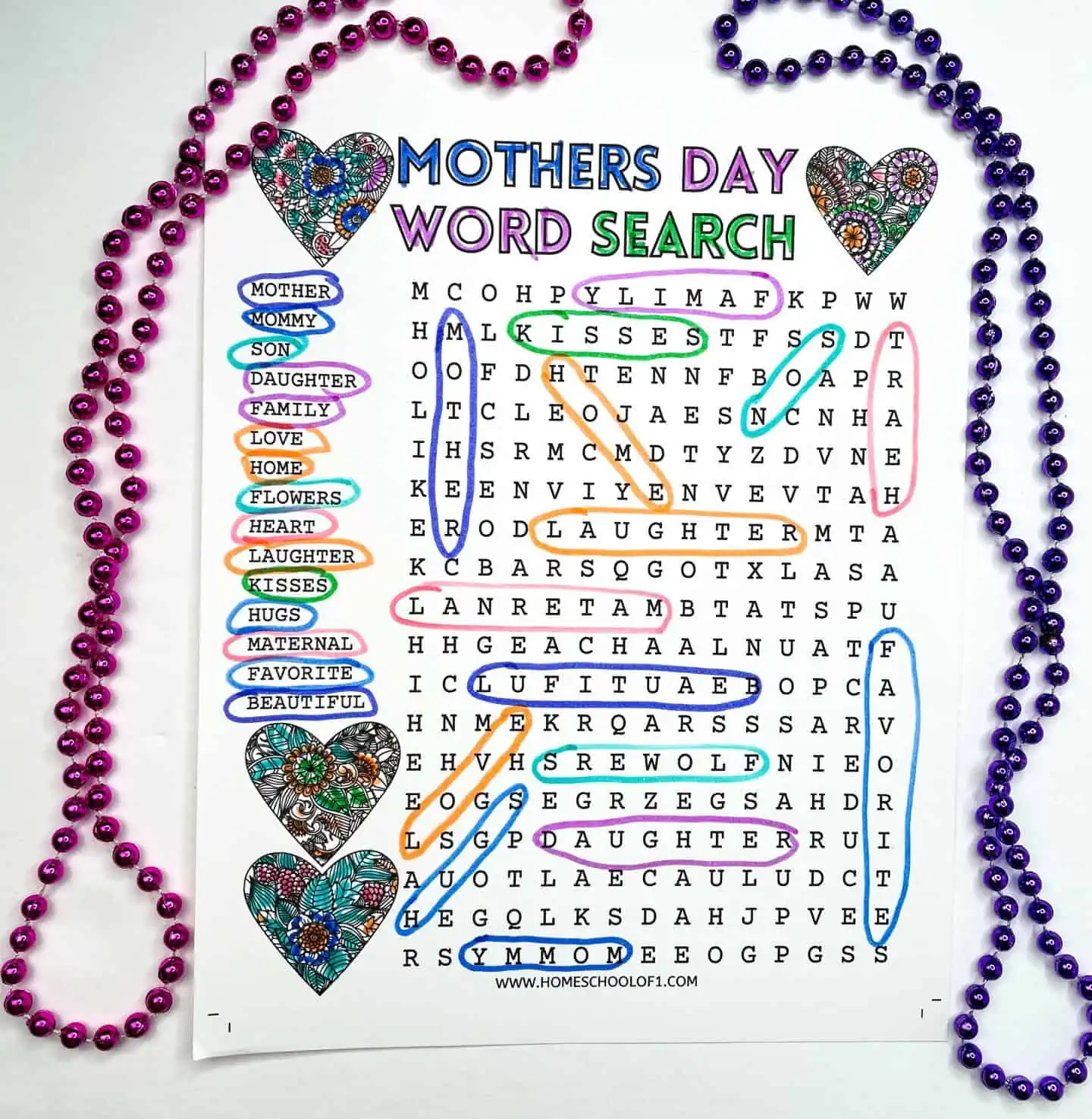 mother's day word search