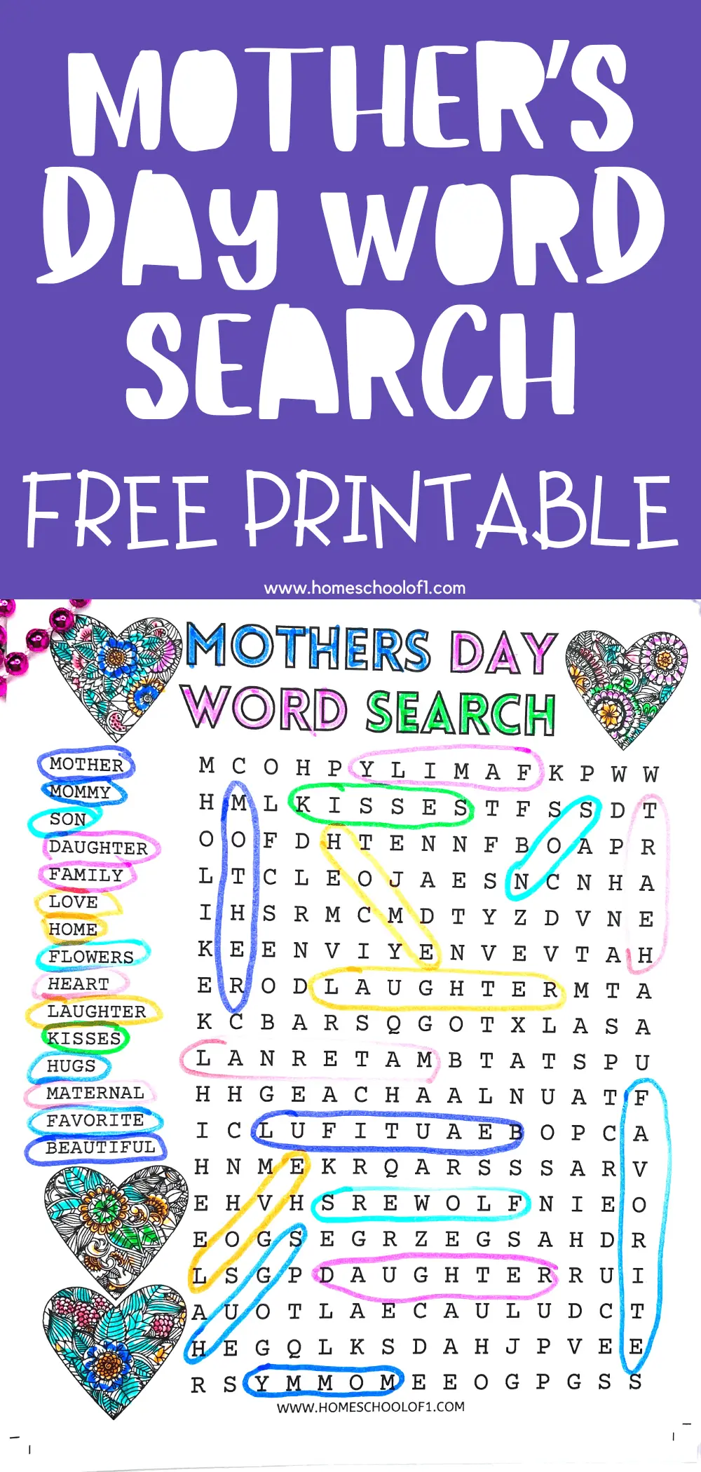 mothers day word search free printable