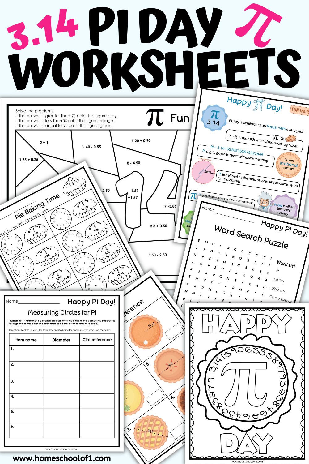 Free Pi Day Activities (7 Printable Worksheets)