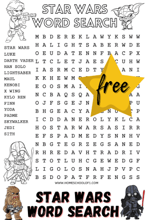 Star Wars Word Search - Free Printable With Images to Color