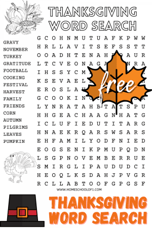 Thanksgiving Word Search (Free Printable) - Homeschool of One