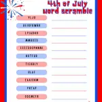 4th of July Word Scramble