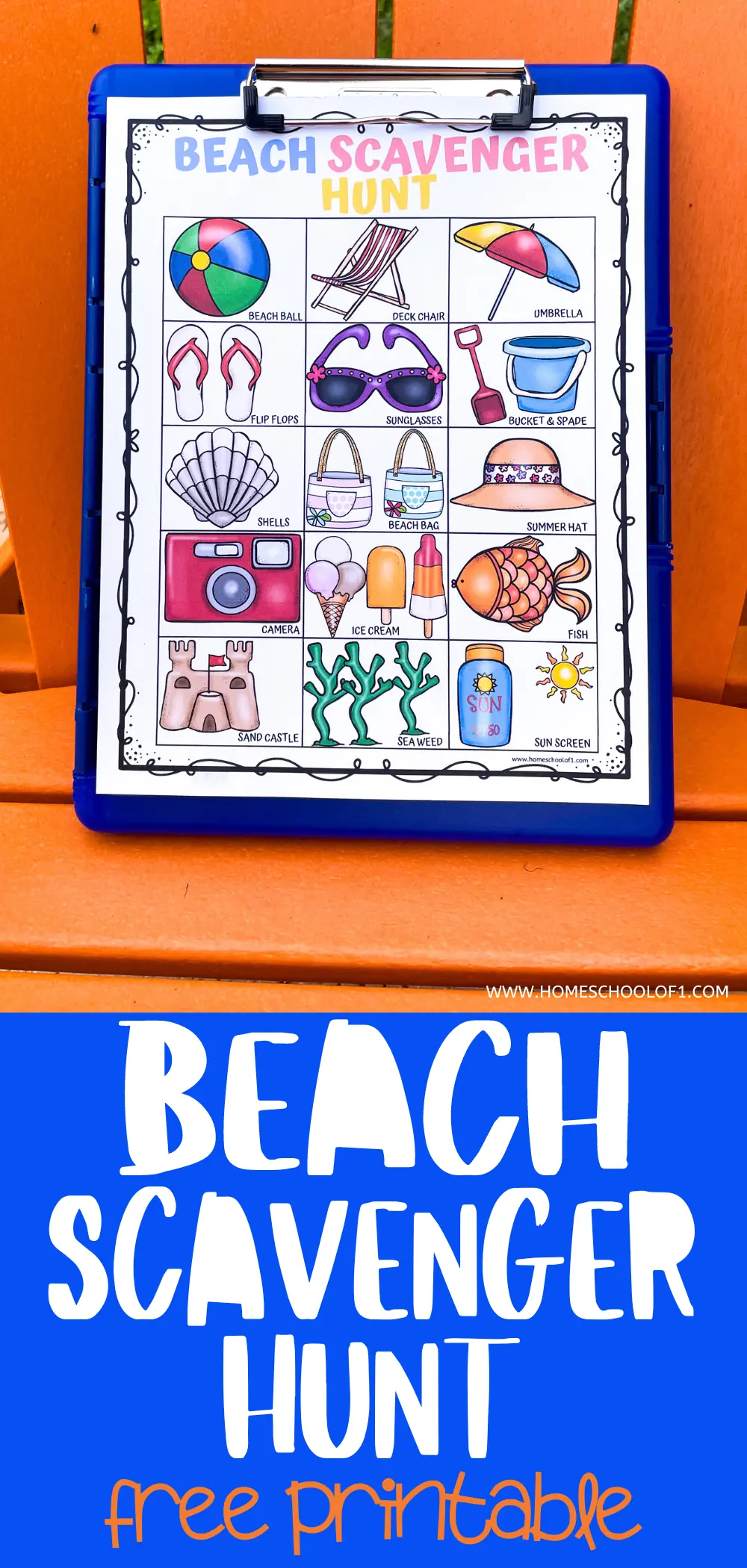 beach scavenger hunt free printable