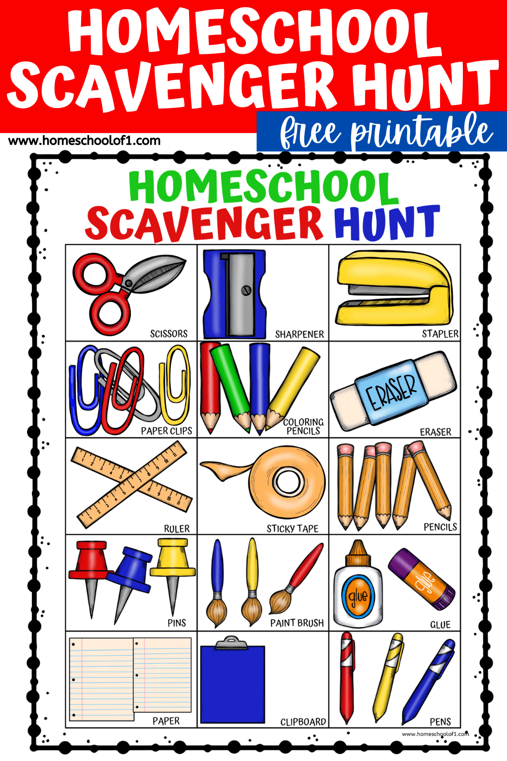 Free First Day of School Scavenger Hunt Printable