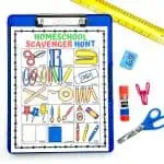 homeschool scavenger hunt free printable