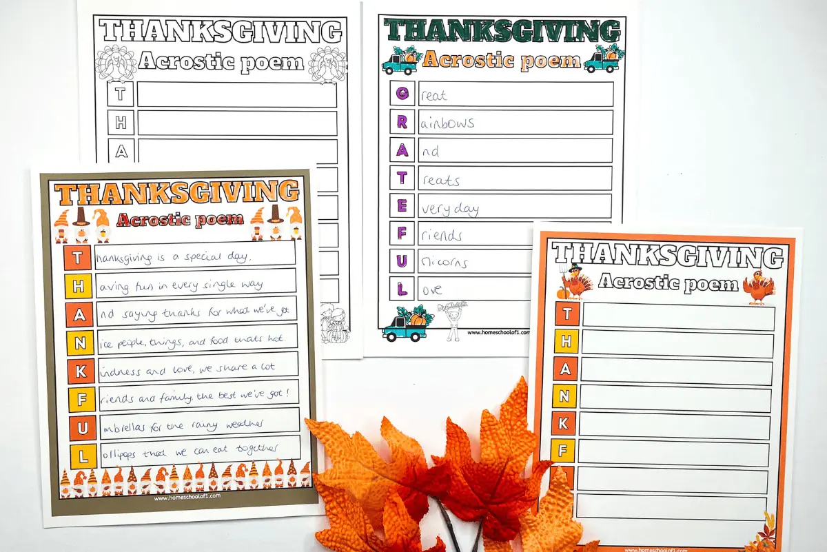 THANKSGIVING ACROSTIC POEM TEMPLATES