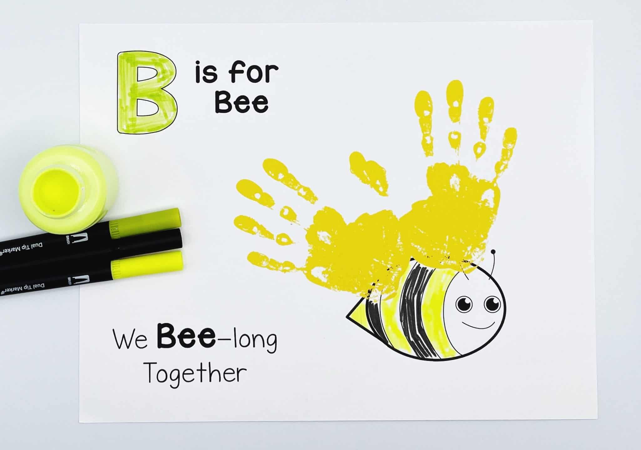 B Is For Bee Handprint: Learn The Letter B (free Printable)