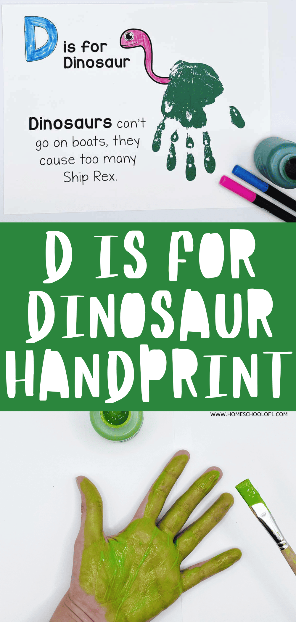 d is for dinosaur handprint TEMPLATE