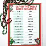 elf on the shelf word scramble