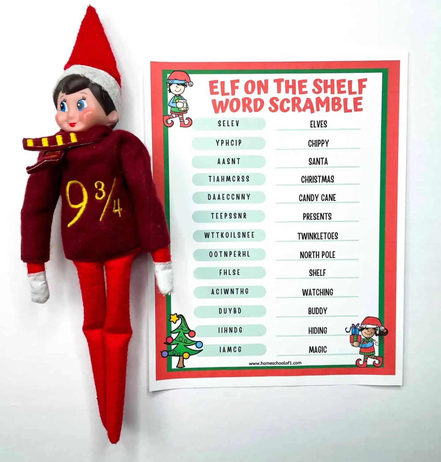 elf on the shelf word scramble answers