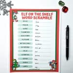 elf on the shelf word scramble printable