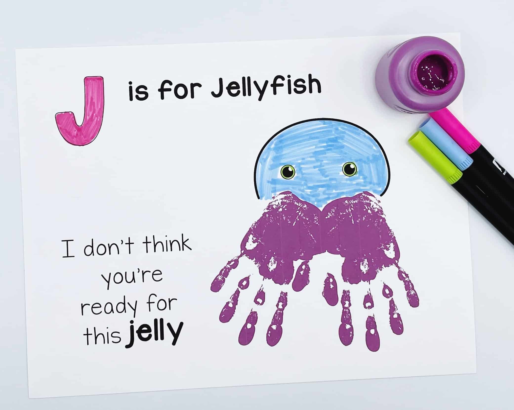 J is for Jellyfish Handprint Art | Letter J Fun