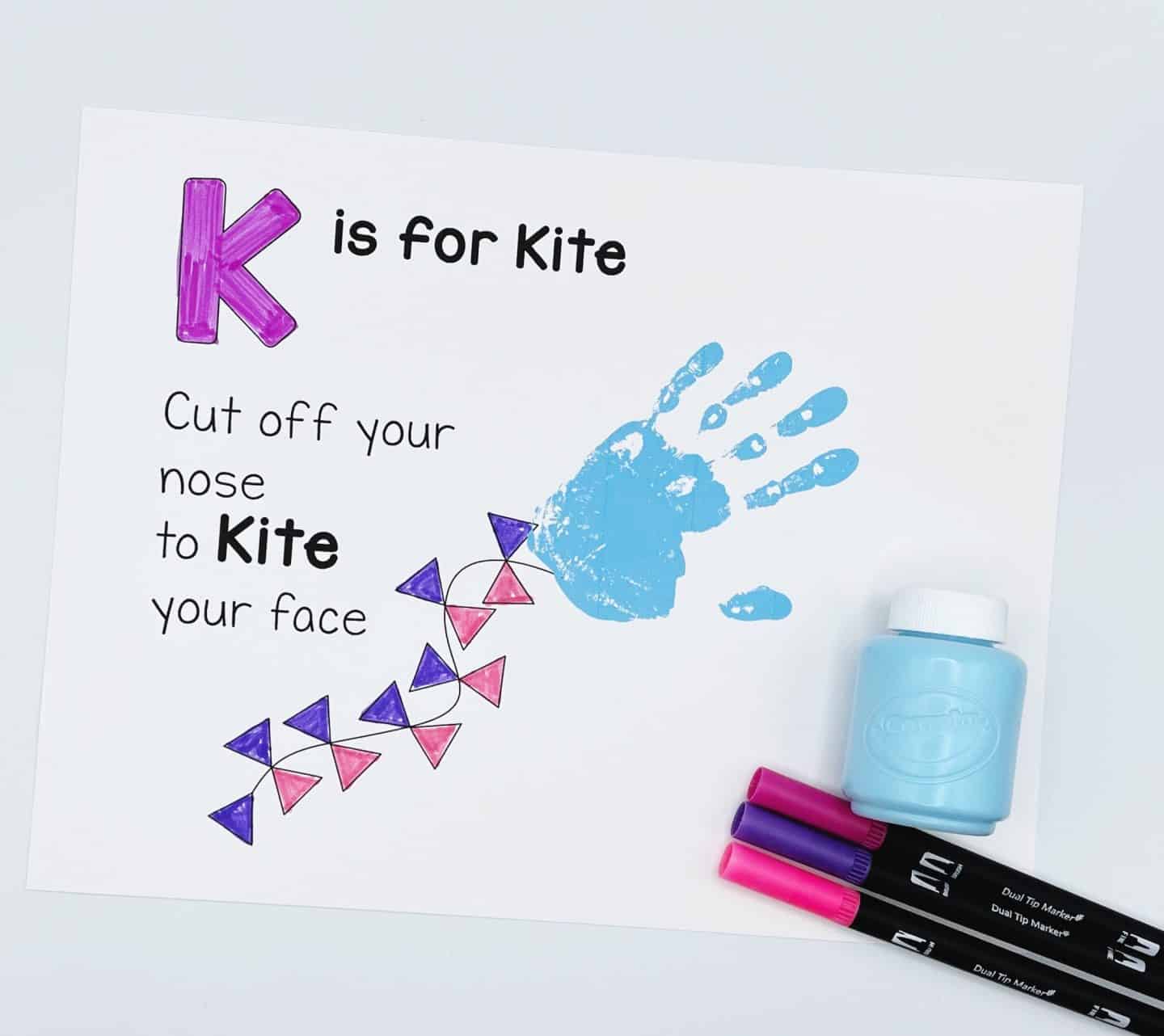 k is for kite handprint