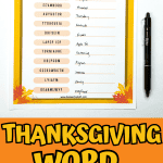 thanksgiving word scramble puzzle