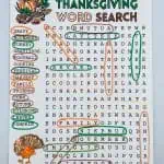 thanksgiving word search