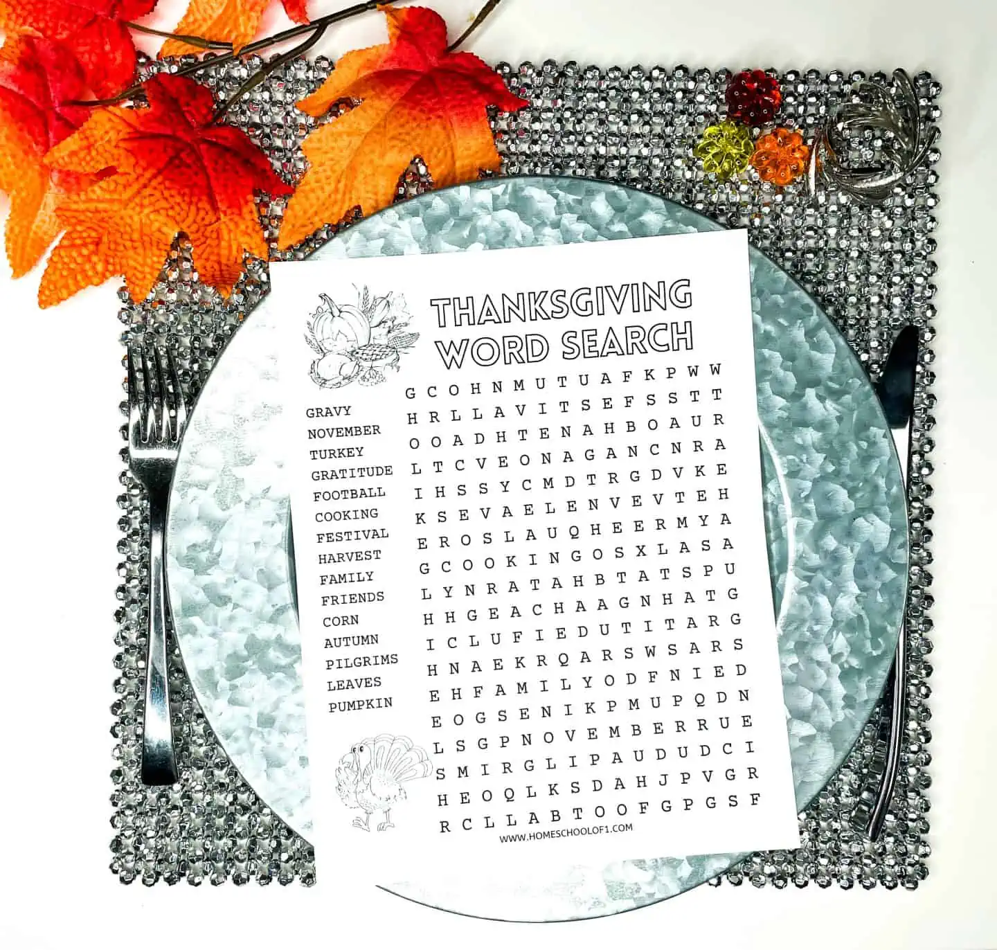 thanksgiving word search free printable